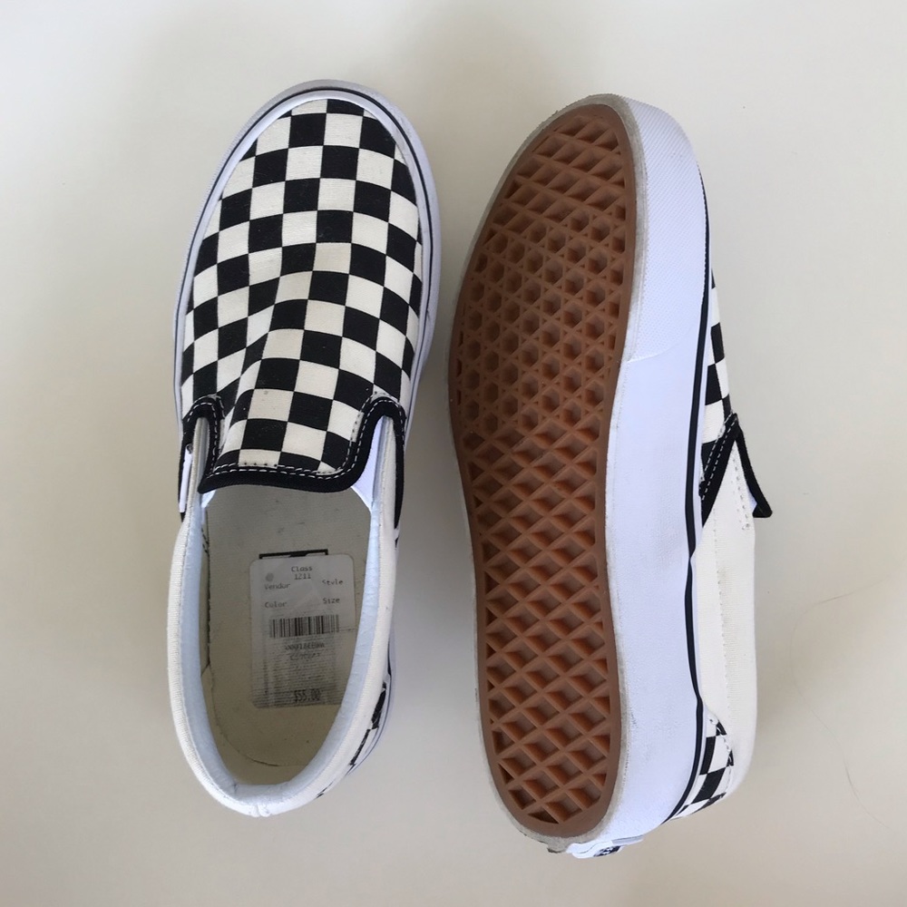 Vans platform checked slip on